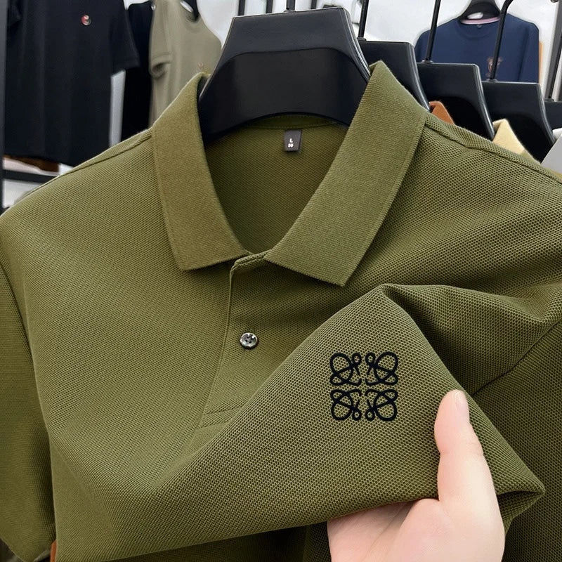 Men's Summer Luxury Brand Cotton 100% Polo Shirt Lapel Printing Short Sleeves T-Shirt Business Leisure Ventilate Men's Clothing