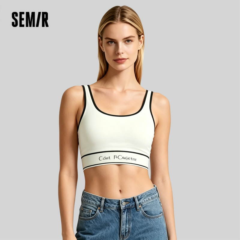 Semir Women Vest Integrated Knit Ribbed Fixed Cup Soft Skin Friendly Base Layer Top 2026 Summer Wear