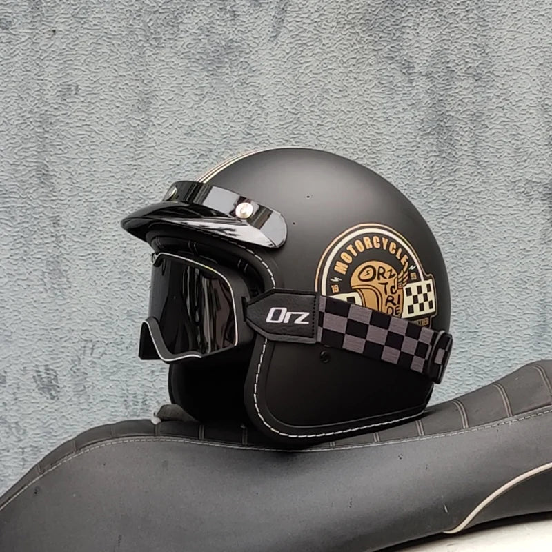 ORZ High-Quality Motorcycle Retro Helmet 3/4 Semi Covered Helmet Couple Scooter Cascos Para Moto Capacetes De Moto