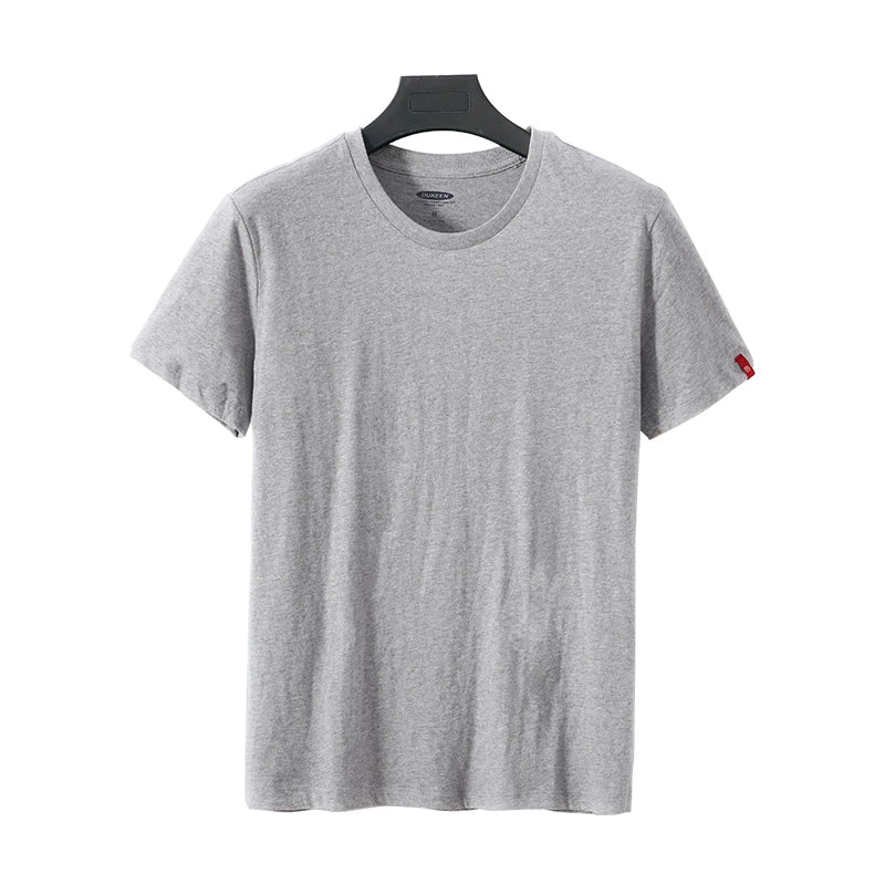 DUKEEN 200G Pure Cotton T Shirts for Men 2024 Summer Fashion Solid Color Crew-Neck Short Sleeve Tees Basic Tops Men's Clothing