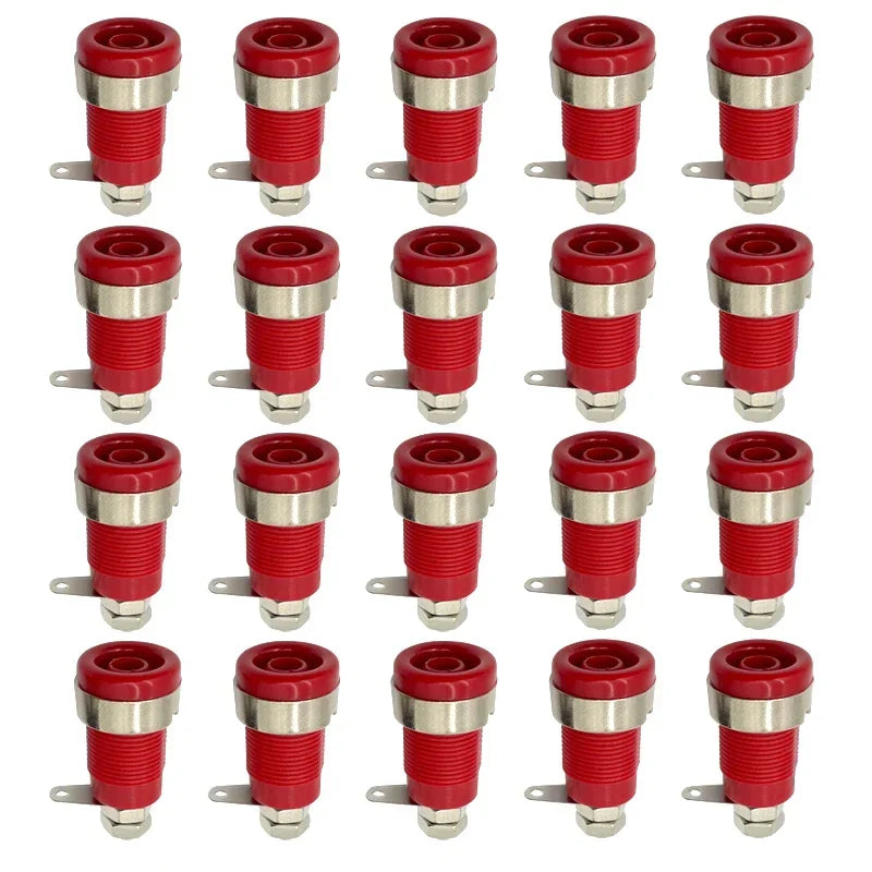 20PCS Insulated Safety 32A 4mm Banana Socket Terminal 5 Colors Female Jack Panel Mount Socket Binding Post Wire Connector