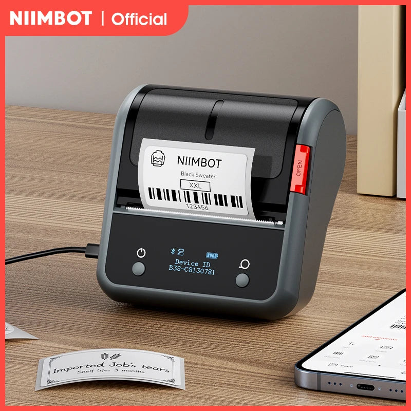 NIIMBOT B3S Portable Thermal Printer Barcode Self-adhesive Pocket Label Printer Mini Sticker Maker For Jewelry ClothingCommercia