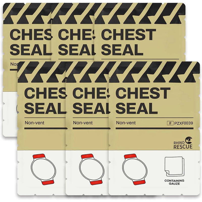 RHINO RESCUE Vent Chest Seal Trauma Dressing First Aid Kit Sterile Tactical Outdoor Emergency IFAK Refill for Military And Outdo
