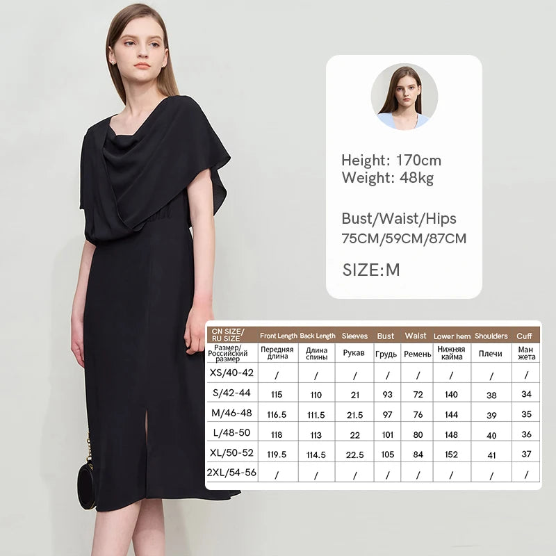 Amii Minimalist Light Luxury Dress 2026 Summer New Office Lady Elegant Ruffle Short Sleeves Swing Neck Midi Dress Robe 12552097