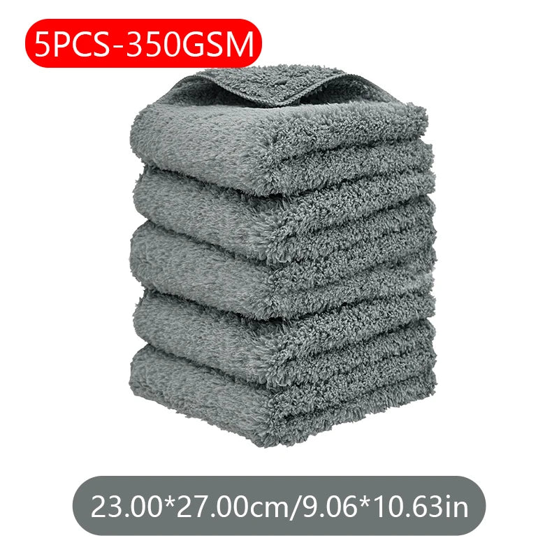 SEAMETAL 1/5PCS Edgeless Microfiber Auto Cleaning Towels Multifunctional Car Wash Towel Fast Dry Cloth Clean Rags 23x27/35x35cm