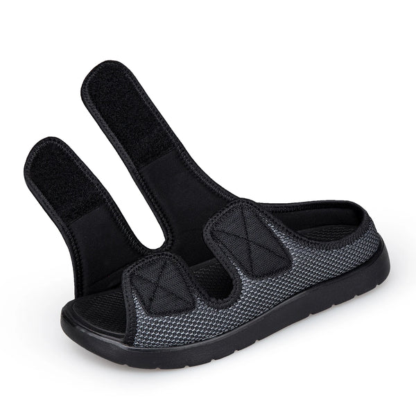 Adjustable Diabetic Sandals for Swollen Feet Wide Open Toe Mesh Slippers for Edema Arthritis Bunions & Elderly Foot Pain Relief