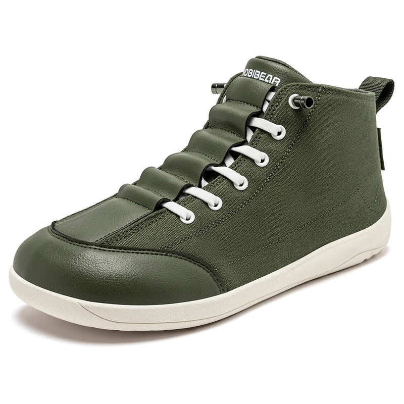 HOBIBEAR Mid-Top Canvas Boots Unisex Barefoot Wide Width Minimalist Shoes Zero-Drop Trail Running Sneakers