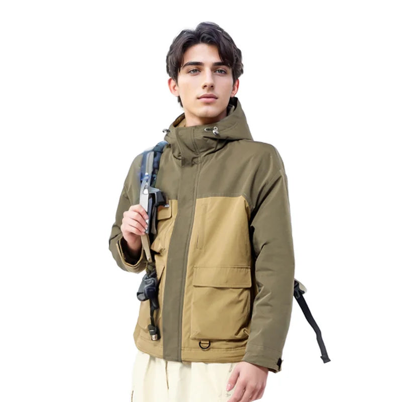 HUMTTO Outdoor Cotton Windbreaker Coats Warm Camping Hiking Jackets Autumn Winter Men's Jacket Waterproof Sports Hunting Jacket