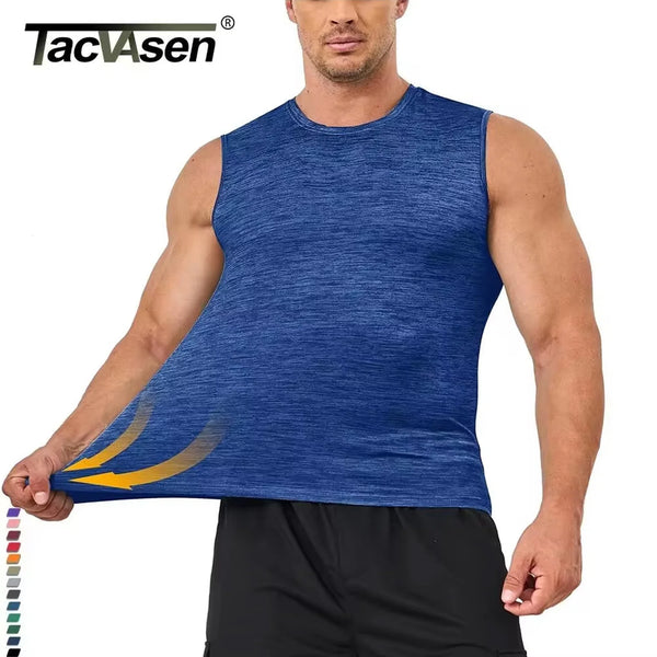 TACVASEN Mens Summer Quick Dry Tank Tops Lightweight Fitness Gym Workout Stretch T-Shirt Soft Comfort Outdoor Running Tee Vest