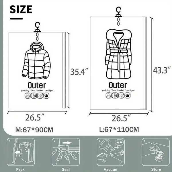 1pc Ultimate Vacuum Compression Storage Bags - Effortless Space Saver with Dustproof Hook,Transform Dorms, Closets, Wardrobes