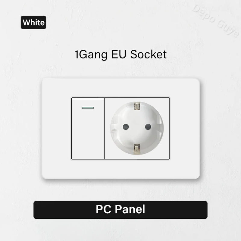 EU Korea Standard 4*2 Wall Light Switch Socket,USB Type-c 20W Fast Charger plug,1/2/3/4/Gang 2 Way Switch PC Panel Power ON OFF