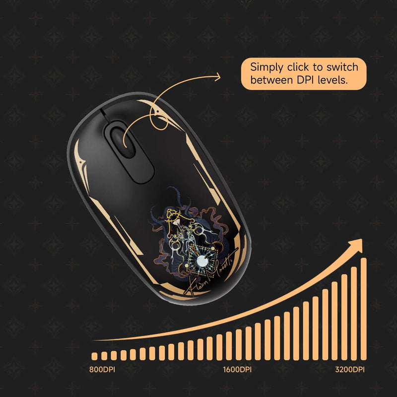 Akko Smart 1 2.4G Wireless Mouse Lord of the Mysteries Ergonomically Design 3200DPI Adjustable Lightweight Gaming Office Mouse