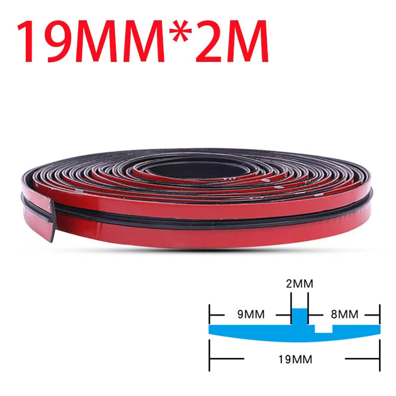 SEAMETAL 2/8M Car Rubber Seal Strips Auto Windshield Roof Rubber Sealing Strip Noise Insulation Car Accessories 14/19/27/30/35mm