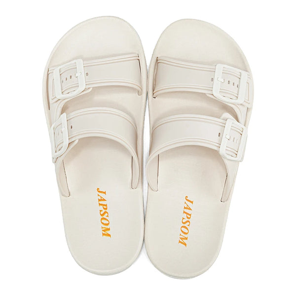 Men's Double Adjustable Buckle Slide Sandals EVA Open Toe Slippers Non Slip Cushioned Summer Slides for Indoor Beach Outdoor