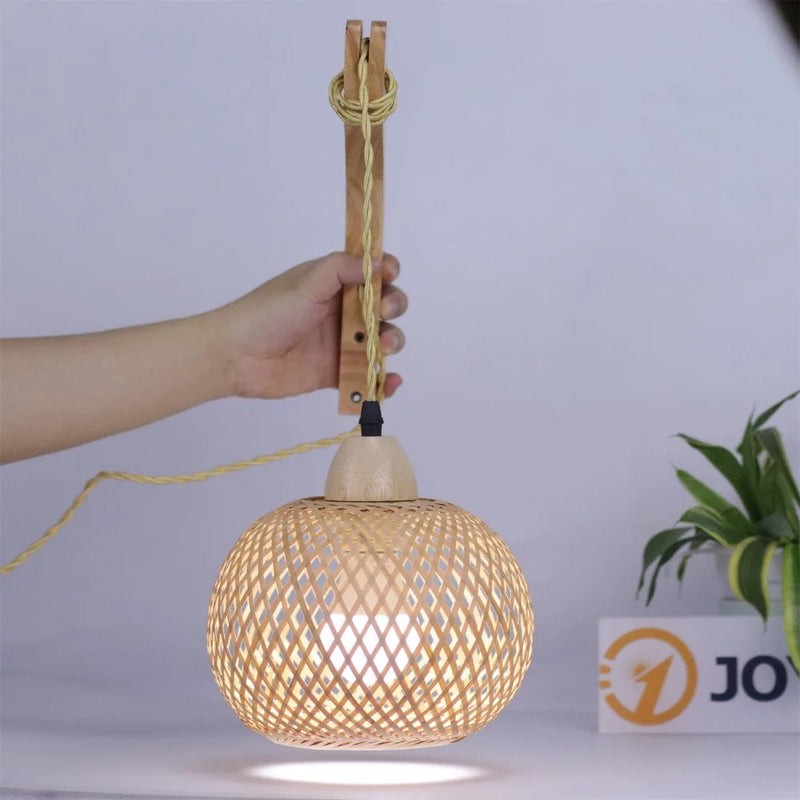 JOYINLED Bamboo Lantern Wall Lamp Natural Rattan E27 Chandeliers Room Decor Lampshades Wall Light Fixtures Home Decoration