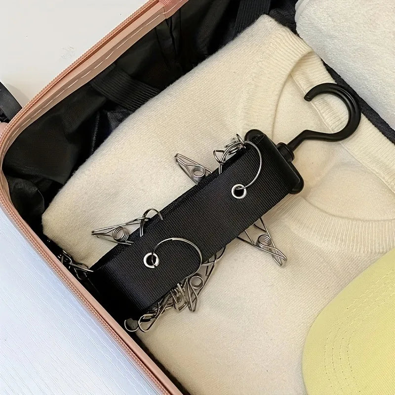1pc MultifunctionalHat Rack with 8 Clips, Holds 16 Baseball Caps,for Hats Clothes,Space‑Saving Storage for Wardrobe Home Use