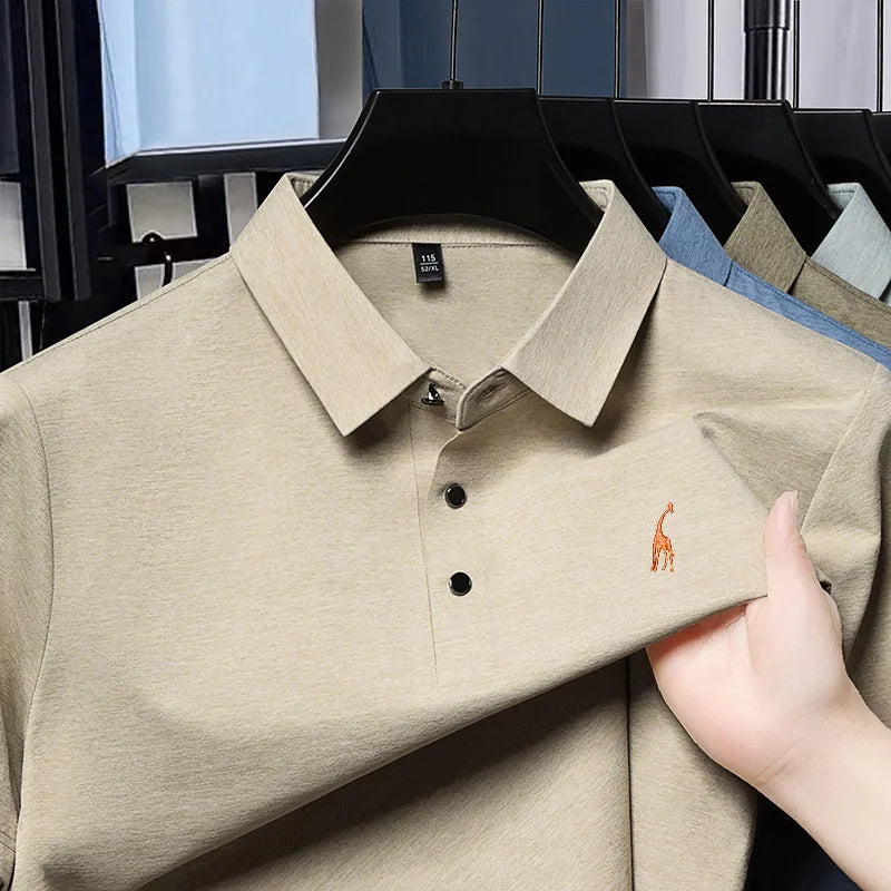 Quality Man T-Shirt Polo Shirt Lapel Button Giraffe Embroidery British Style Summer Hot-Selling Casual Fashion Golf MensClothing