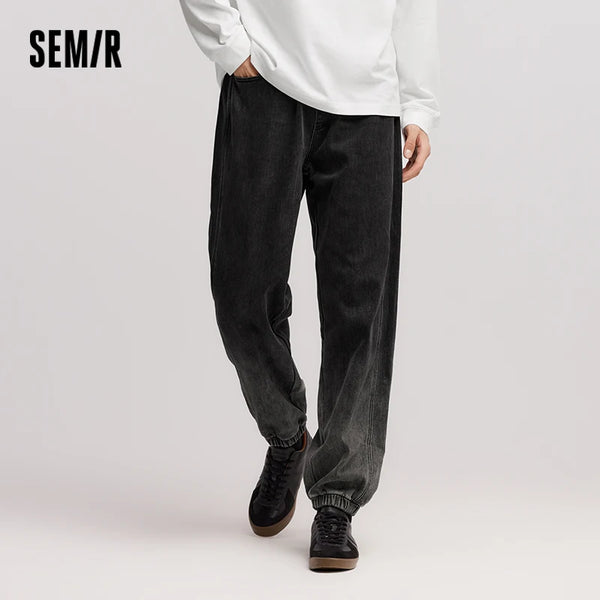 Semir Baggy Pants Men Gradient Elastic Cuff Oversize Denim 2025 Winter Jeans for Man Soft Denim Gradient Design