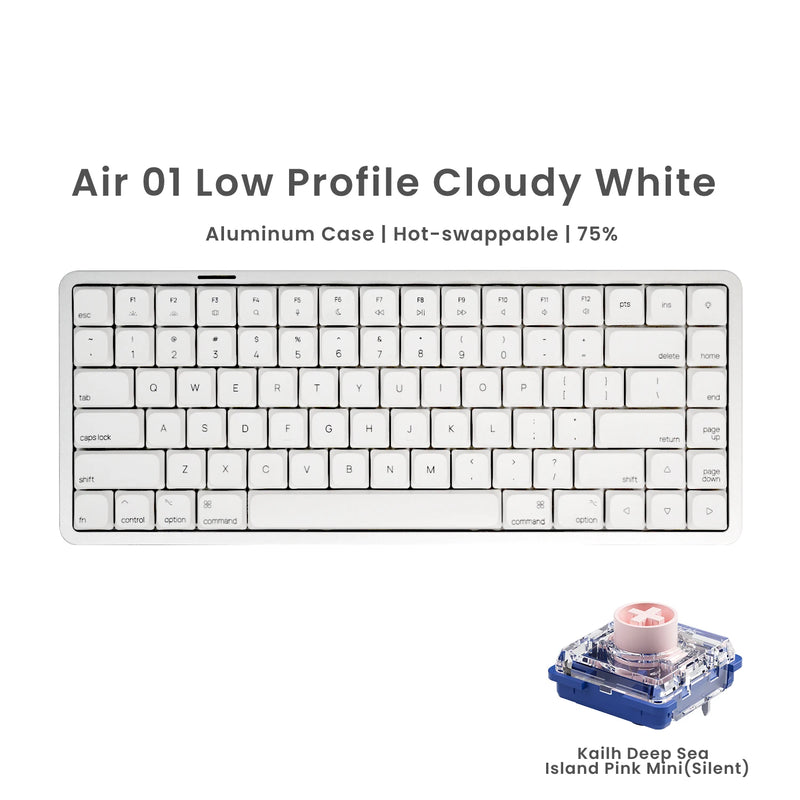 Akko Air 01 Mechanical Keyboard 75% 84-Key Mac Layout Custom Low Profile Hot-swappable RGB Tri-mode Keyboard Gasket Aluminum