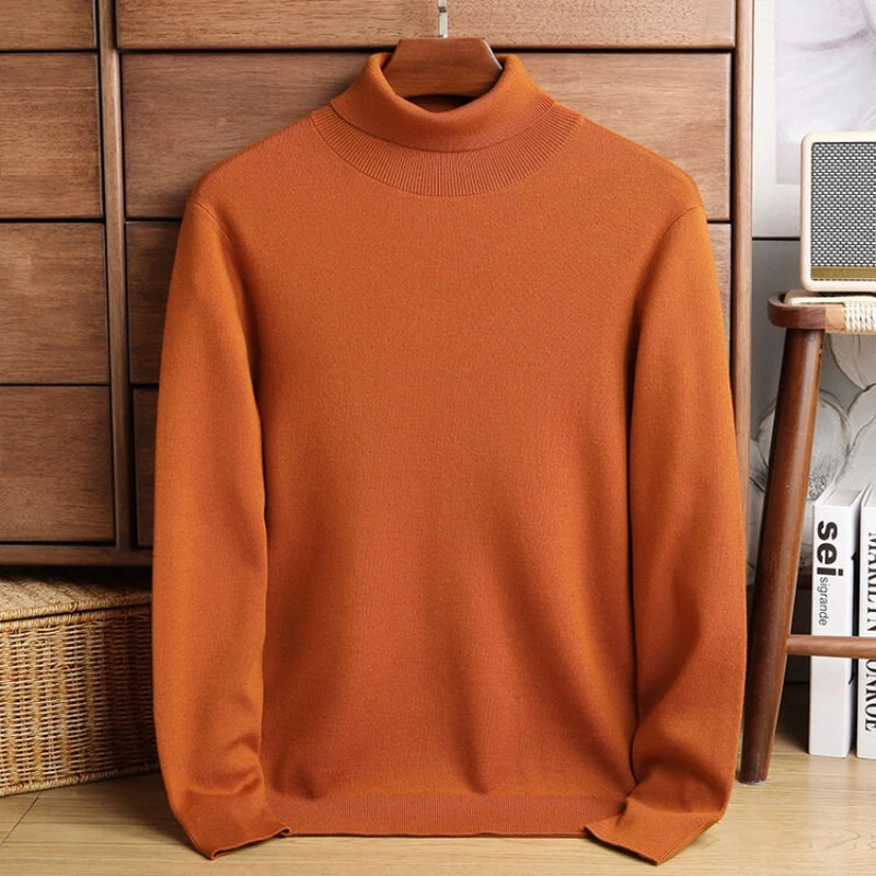 Men's Cashmere Blend Turtleneck, 480g 4A Anti-Pilling, Heavyweight Warm, Multi-Color WOOL