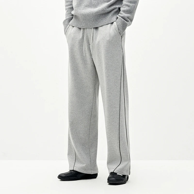 Semir Men Pants Thermal Warmth Fleece Lined Knit Texture Loose Fit Straight Leg 2026 Winter Urban Casual Style Comfort Fit