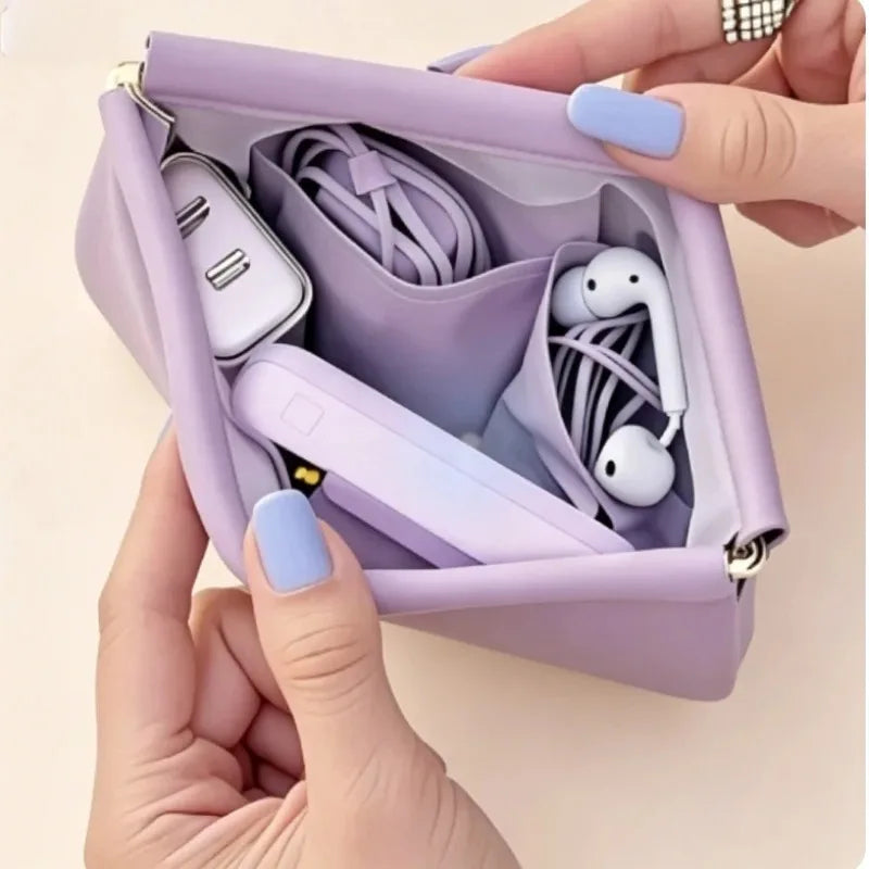 1pc Bullet Storage Bag with Automatic Closure,Wired Headphone Storage Bag,PU Coin Purse,Mini Portable Lipstick and Makeup Bag