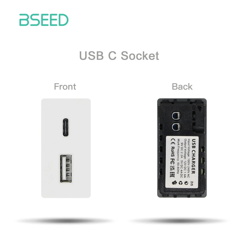 BSEED Wall Internet Cat5 Socket Plastic Frame Parts USB Charge Port TV Satellite Interface Function DIY Combination