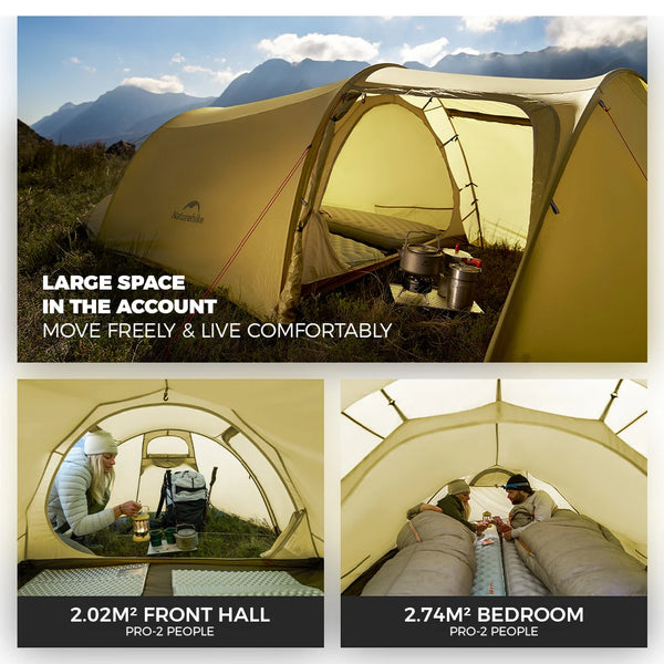 Naturehike 2026 New Ultra Light 2/3 Person Balos PRO 20D Nylon Hiking Tent Outdoor Camping Large Four Seasons Waterproof Tent