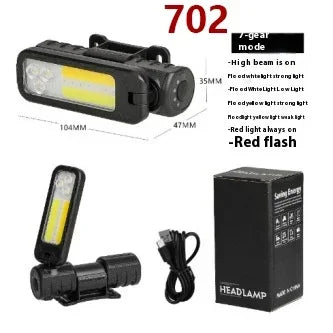 ចង្កៀងមុខ LED អាចសាកបាន ចង្កៀងមុខភ្លឺខ្លាំង មាន 6 របៀប ចង្កៀងមុខការពារទឹក ពិលសម្រាប់បោះតង់