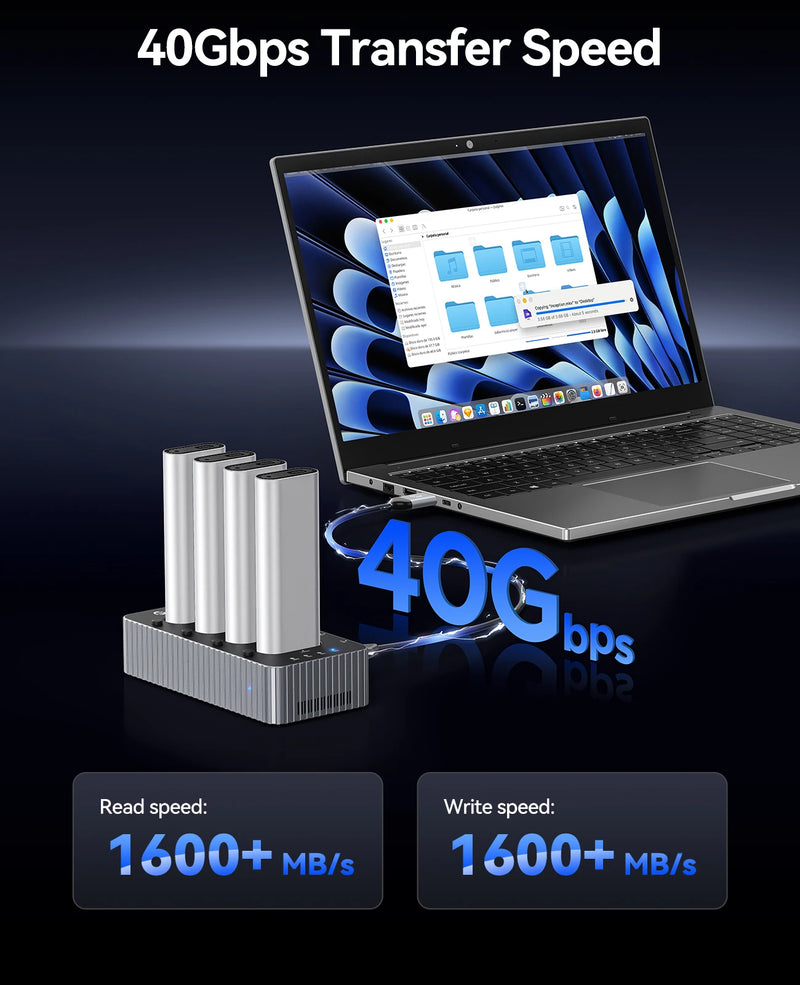 ORICO USB4 Internal SSD Duplicator Docking Station 40Gbps M.2 NVMe SSD Clone Docking Station 2/4 Bay Offline Clone SSD Enclosure