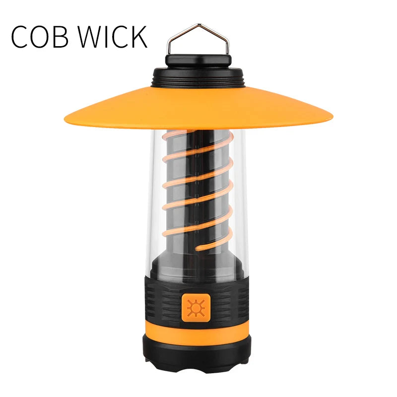 ចង្កៀងបោះតង់ LED ចល័តដែលអាចបន្ថយពន្លឺបាន ធន់នឹងទឹក សាកថ្មដោយ USB ភ្លើងសន្សំសំចៃថាមពលសម្រាប់ឧបករណ៍ក្រៅផ្ទះ សម្ភារៈបោះតង់ថ្មីៗ
