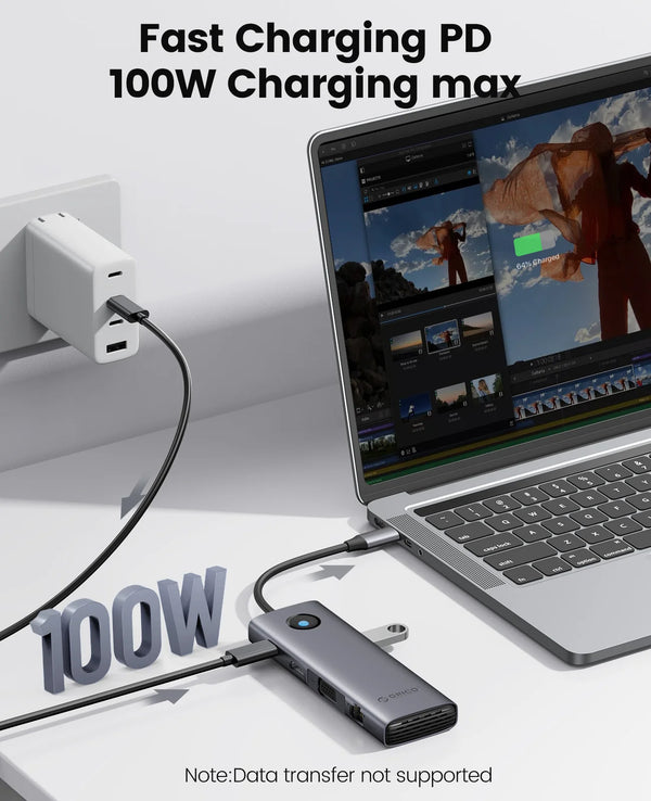 ORICO Docking Station Type C HUB to 4K60Hz HDMI-compatible USB 3.0 Adapter RJ45 PD100W Charge For Macbook Pro Laptop Accessories
