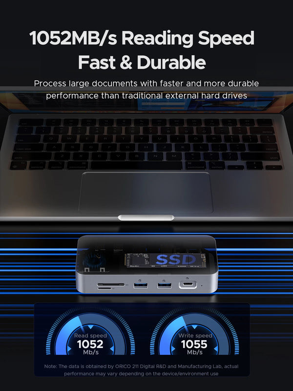 ORICO DataLink PSSD 2TB External SSD Docking Station Type C to HDMI-compatible Adapter 4K@60Hz USB3.2 Gen2 HUB for MacBook