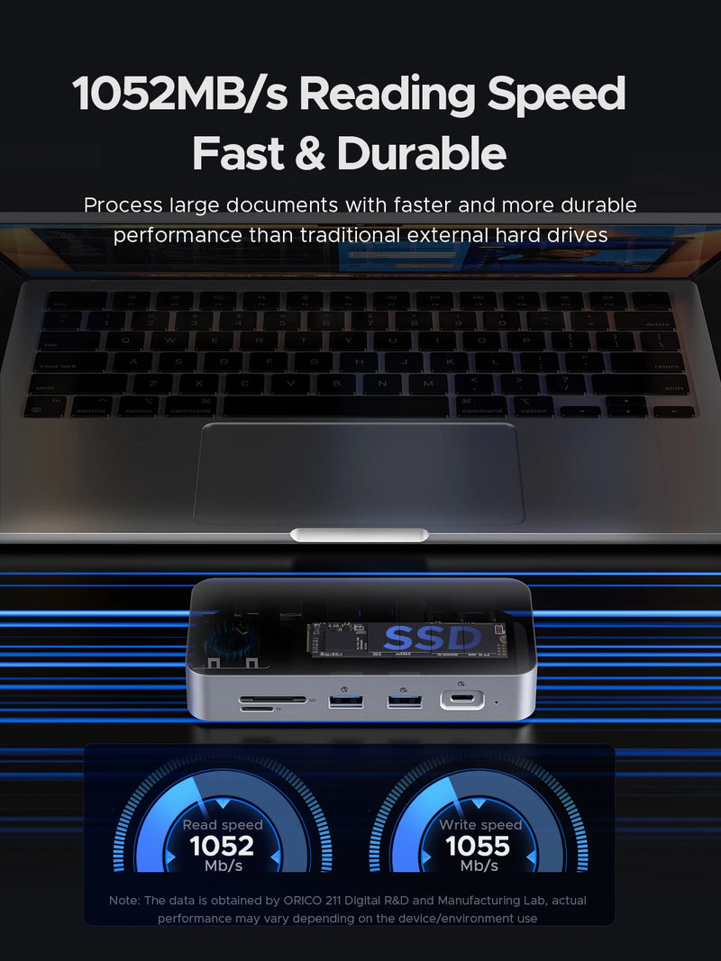 ORICO DataLink PSSD 2TB External SSD Docking Station Type C to HDMI-compatible Adapter 4K@60Hz USB3.2 Gen2 HUB for MacBook