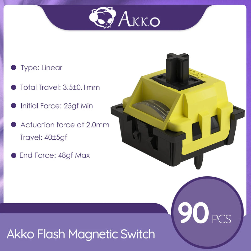 Akko Flash Magnetic Switch High Precision 25gf Linear Switch Factory Lubed with POM stem for Magnetic Mechanical Keyboard 45 pcs