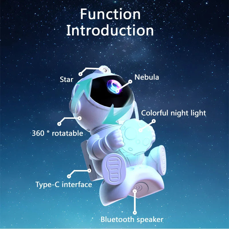 Astronaut Galaxy Projector Star and Moon Night Light Projector Bluetooth Remote Timer 360°Adjustable Angle for Bedroom Kids Gift
