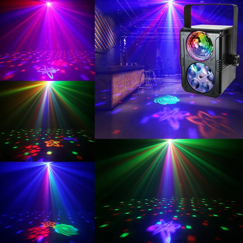 Sound Activated Stage Laser Lights Party Lights Remote Control USB Disco DJ Strobe Light Rotating with Patterns Wedding Birthday