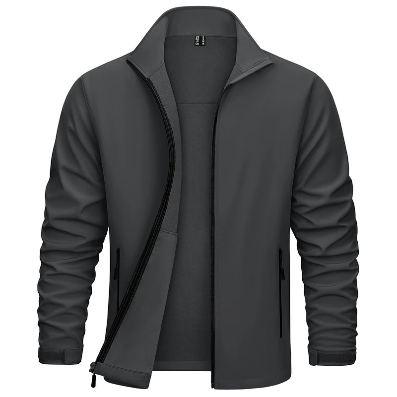 TACVASEN Men's Outdoor Waterproof Hiking Jackets Full Zip Up Fleece Work Jacket Coat Trekking Camping Fishing Windbreaker Male