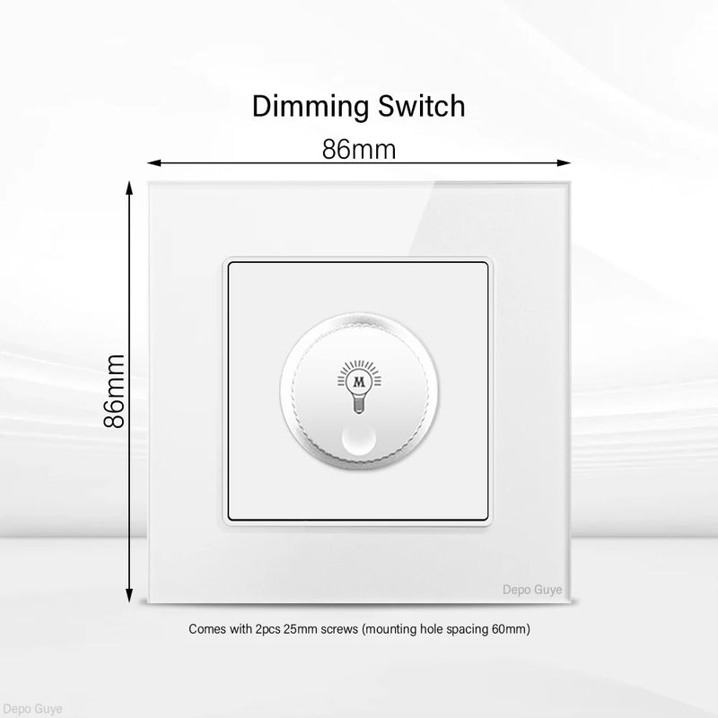 UK Standard 18W Type-C Fast Charging Universal Dual 3pin Power Outlet,White Tempered glass Wall light Switch Panel  For Home