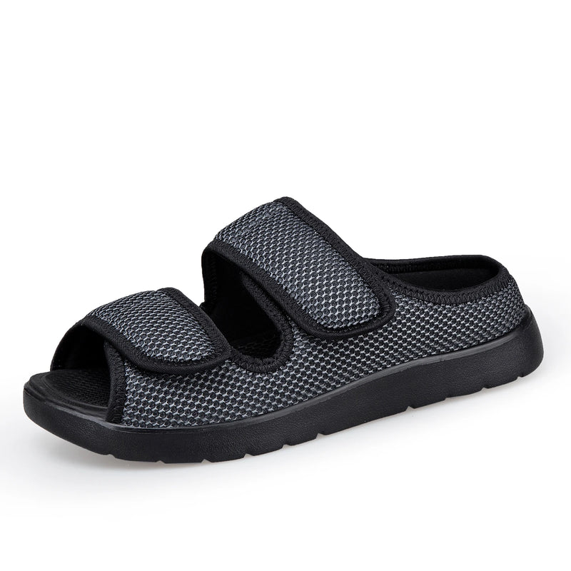 Adjustable Diabetic Sandals for Swollen Feet Wide Open Toe Mesh Slippers for Edema Arthritis Bunions & Elderly Foot Pain Relief