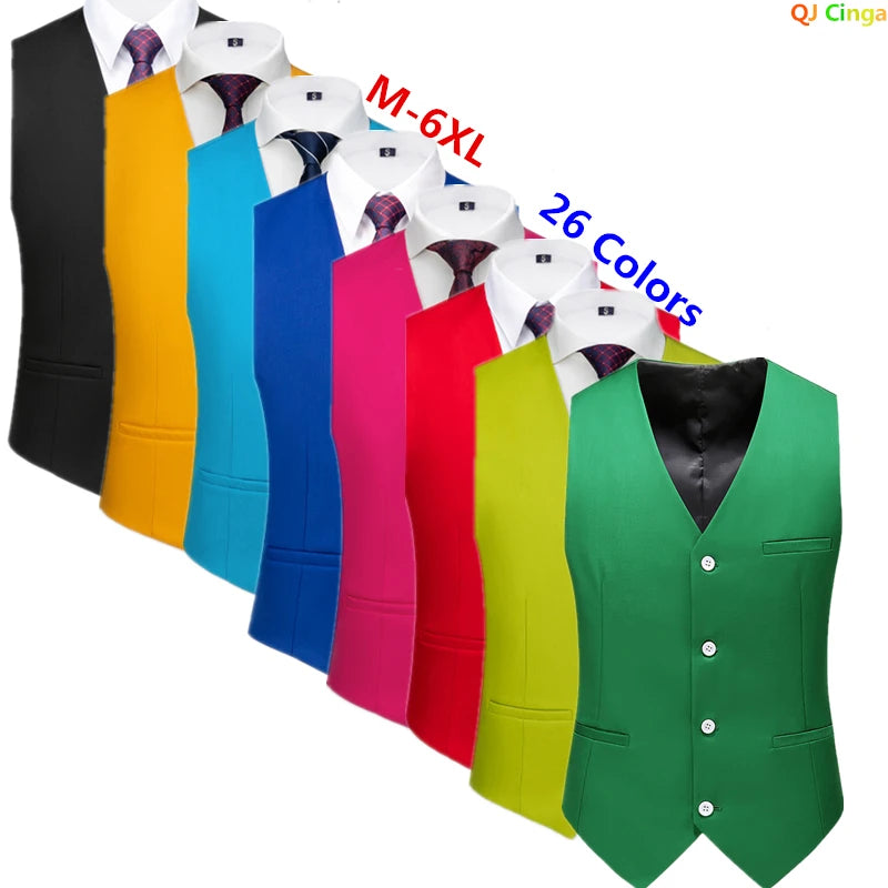 Asian Size Men's Sleeveless Vest, Single-breasted V-neck Vests Jacket, 26 Colors Can Choose From Waistcoat.