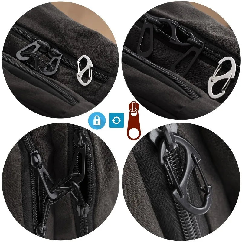 4pcs Climbing Anti-Theft Buckle Zipper LocksHooks,for Backpacks and Bags,Multi-functional anti-theft metal buckle, handbag strap