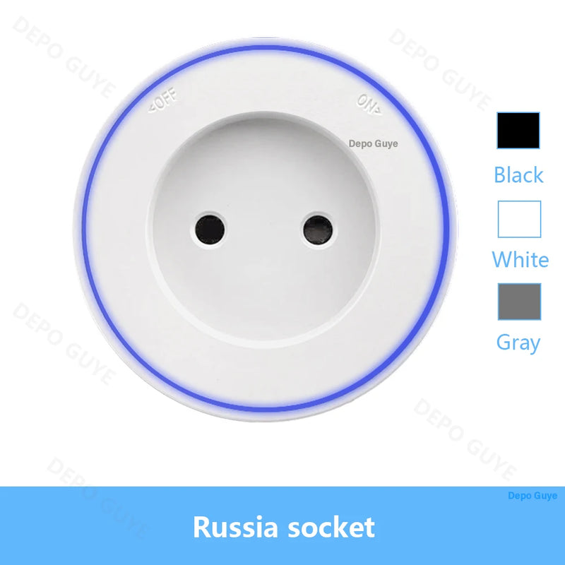 Power Track Socket EU/FR/Italy/Israeli USB Type-C Round Romovable Adapter Home Kitchen Wall Mounted Universal Electrical Outlet