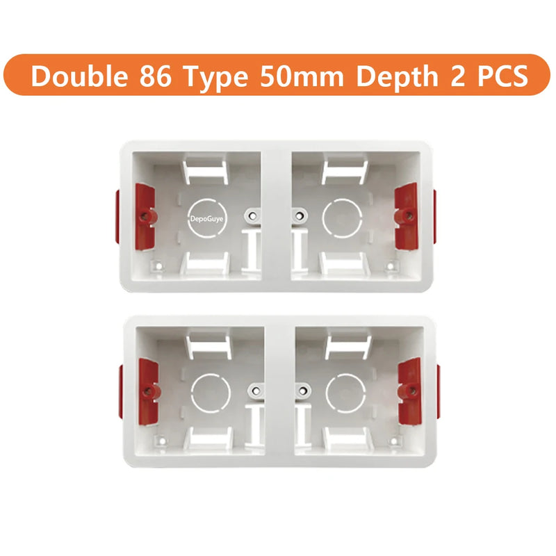 86 Type Switch Mounting Box Cassette Flame Retardant Plastic PVC Junction Back Box Universal White Electrical Concealed Box