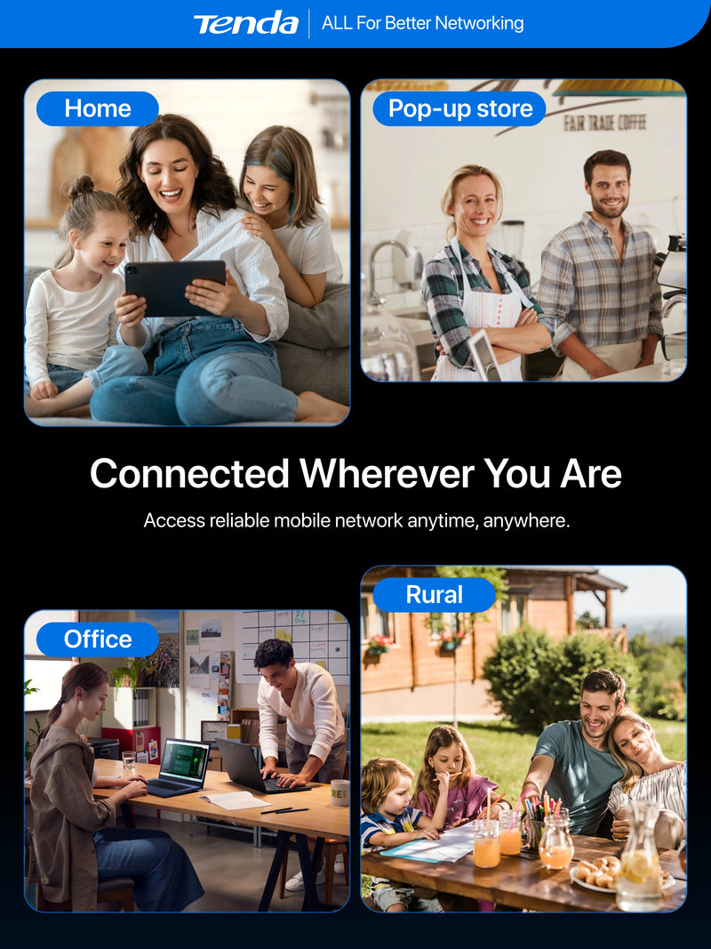 រ៉ោតទ័រស៊ីម Tenda 5G CPE AX3000 Wi-Fi 6 ម៉ូដឹម CPE ឥតខ្សែ WiFi Hotspot 5G/4G/3G ពហុរបៀប 2.4Ghz 5Ghz រ៉ោតទ័រអ៊ីនធឺណិតនៅផ្ទះ Mesh