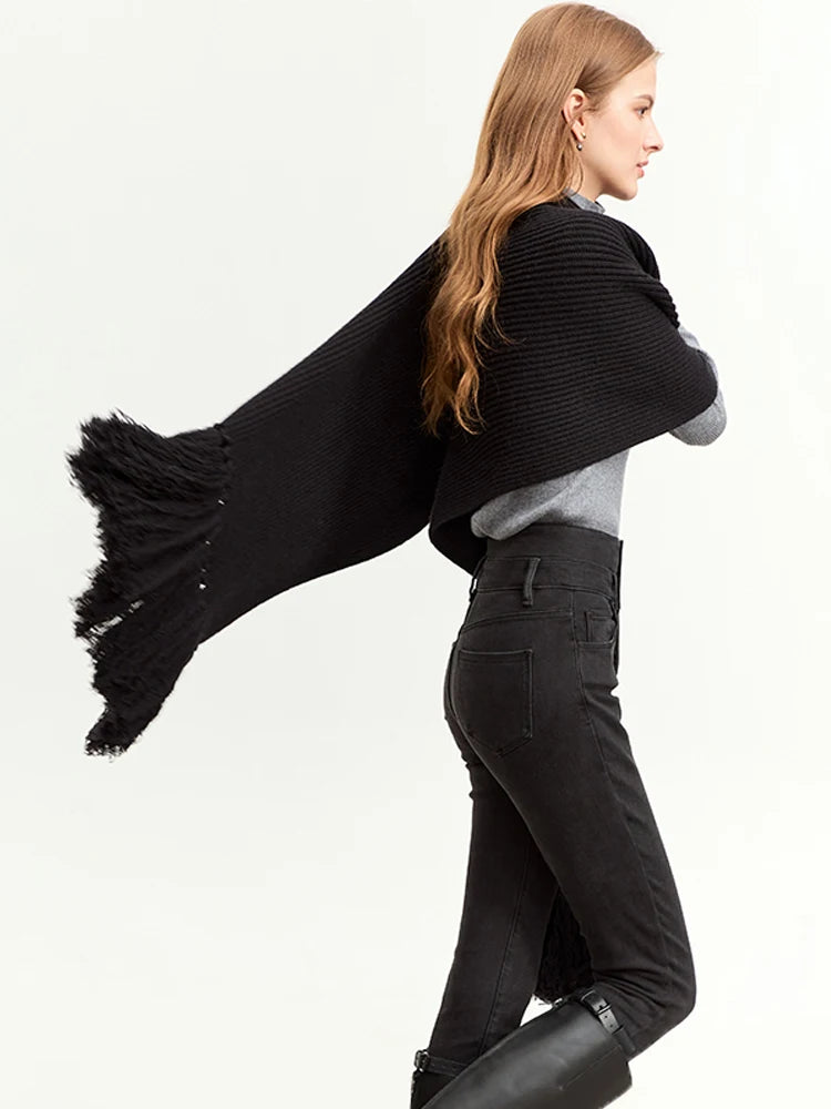 AMII Minimalist Wool Scarf For Women 2026 Winter Long Ultra Wide Versatile Scarf Soft Tassel Keep Warm Wrap Female 12374018