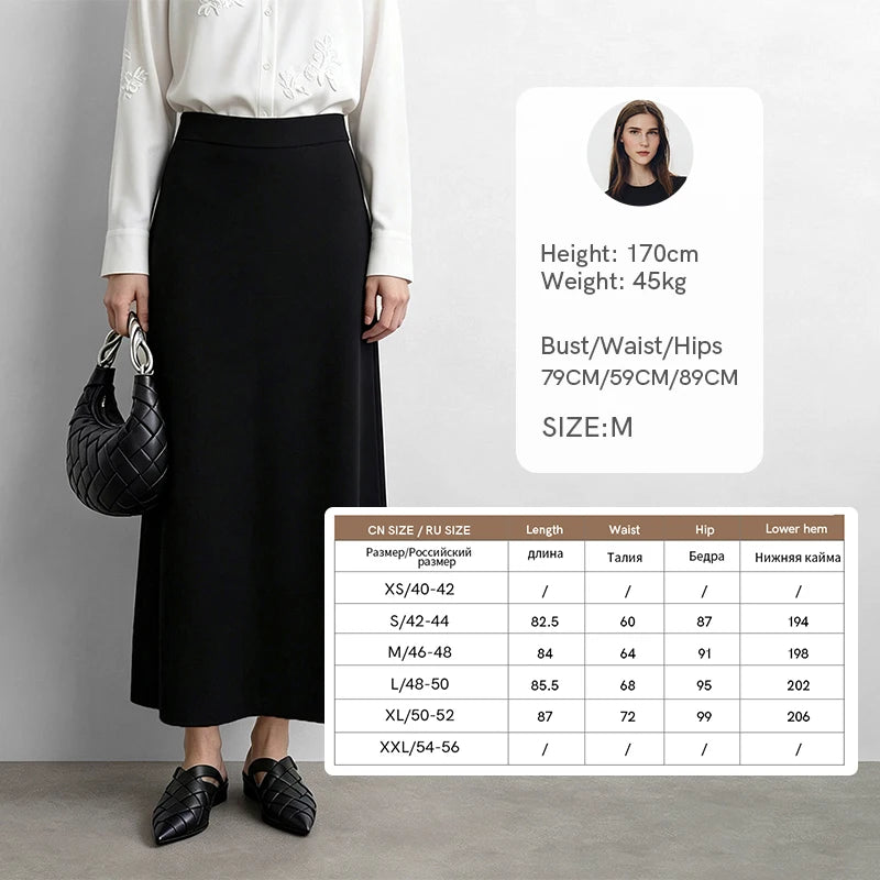 Amii Women's A-Line Flared Knit Midi Skirt Loose Fit Slimming Minimalist Casual Business Autumn Woman Clothes 12623045