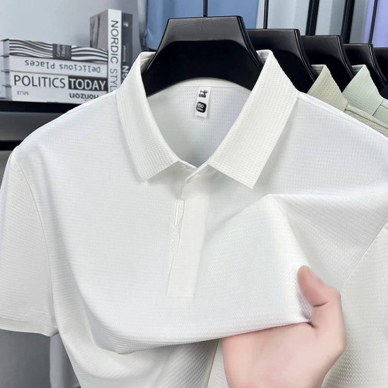 Men's Polo Shirt - UV 50+ & 10A Antibacterial, 180g Breathable Textured Fabric, Cooling Quick-Dry