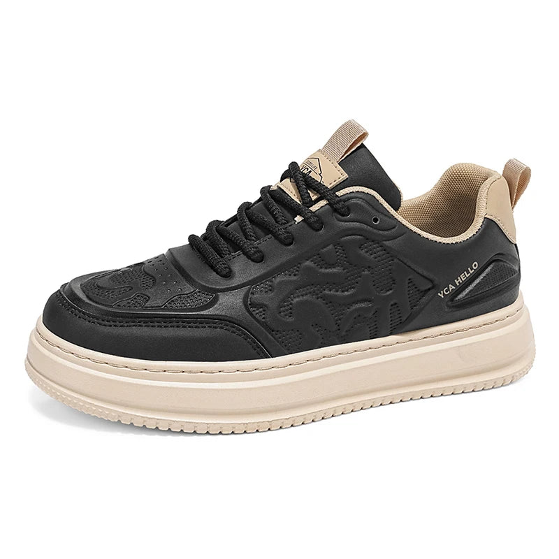 Men's flat casual shoes four seasons breathable light thick-sole non-slip comfort outdoor running sneakers fashion walking shoes