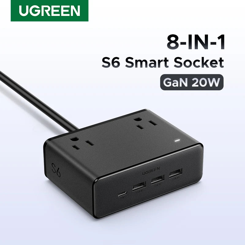 UGREEN PD Charger 30W Power Strip USB C Charger for iPhone 17 Wiith 2500W AC Ports for Most Devices